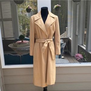 Vintage Belted Camel Hair Long Trench Coat